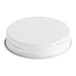 A 48/400 white metal lid with a plastisol liner on a white background.