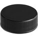 A 28/400 black plastic bottle cap with a black stripe.