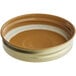 A brown and white 70/450 gold metal lid with a white stripe on the rim.