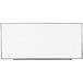 A white board with a metal frame.