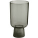 A clear glass Acopa Pangea goblet with a grey base.