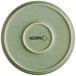 An Acopa Pangea sage matte coupe porcelain plate with a white circle on the border.
