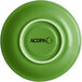 A green Acopa Capri stoneware saucer.