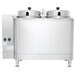A Cecilware stainless steel coffee urn with two lids.