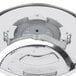 A Waring 1/4" stainless steel circular metal slicing disc.