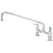 A chrome T&S deck-mounted faucet with lever handles and an 18" swing nozzle.