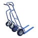 A blue Valley Craft hand truck with black wheels.