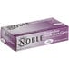 A purple box of Noble powder-free nitrile gloves.