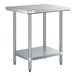 A Regency stainless steel work table with galvanized legs and undershelf.