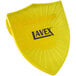 A yellow shield shaped Lavex toilet bowl clip with black text.