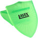 A green Lavex apple gel toilet bowl clip with black text on it.