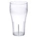 A clear plastic soda glass with a pebbled texture.