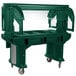 A green Cambro Versa food cart on standard casters.