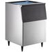 A stainless steel Hoshizaki ice storage bin with a blue door.