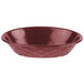 A raspberry polyethylene oval weave basket with a diamond pattern.