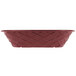 A red polyethylene oval weave basket with a diamond pattern.