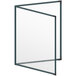 A glass door with a white frame with a H. Risch, Inc. TED Deluxe Green 4 View Menu Cover inside.