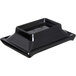 A black rectangular Carlisle Japanese style melamine ramekin with a square base.