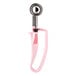 A pink plastic Vollrath Jacob's Pride ice cream scooper with a metal handle.