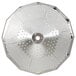 A stainless steel Tellier perforated sieve with small holes.