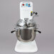 A white Globe countertop mixer with silver accents.