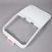 A white plastic Rubbermaid ingredient bin with a clear sliding lid.