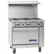 A large stainless steel Imperial Range with 2 burners.