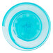 A blue plastic container with a spiral lid.