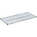 A close-up of a Metro Super Erecta Brite wire shelf on a white background.