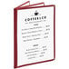 A burgundy Choice menu cover with six views.