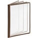 A brown leather Choice menu cover with clear plastic pockets.