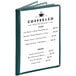 A green Choice menu cover with an 8-view price list.
