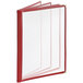 A burgundy menu cover with clear plastic sheets for eight 8 1/2" x 11" pages.