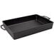 A black rectangular pan with handles.