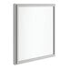 An Avantco right hinged aluminum door with a white square frame and silver border.