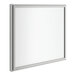 A white rectangular door with a silver frame.