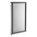 A rectangular black door with a white background.