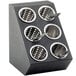 Cal-Mil 2049 Classic Black Six Hole Vertical Silverware Display - 11 1/2 inch x 15 3/4 inch x 15 3/4 inch