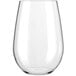 A clear Libbey Tritan plastic stemless wine glass.