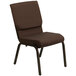 A Flash Furniture brown church chair with gold vein metal legs.