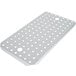 A white metal plate with holes.