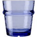 A Libbey Tidal Blue Tritan plastic rocks glass with a rim.