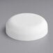 A white plastic round 53/400 dome lid with foam liner.