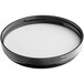 A black and white circular lid with a white foam liner.