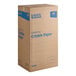 A large cardboard box of Lavex Navy Blue Crinkle Cut paper shred with blue text on the box.