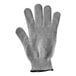 A pair of gray Schraf knitted gloves.