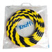 A yellow and black striped tube in a plastic bag.