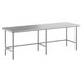 A Regency stainless steel rectangular work table with metal legs.