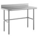 A Regency stainless steel work table with a stainless steel top.