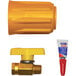A yellow Ideal Warehouse Quick Change Propane Forklift Safety Valve with a yellow tube.